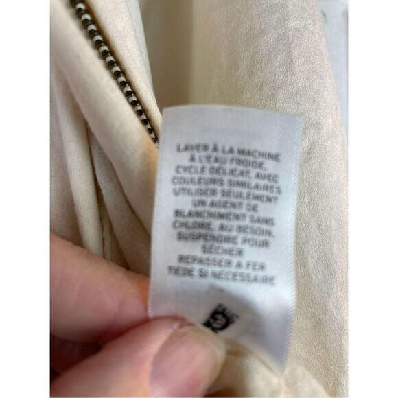 HINGE Silk & Crochet Zip Front Bomber Jacket Ivory Size Small - Picture 8 of 9